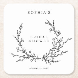 Porta-copo De Papel Quadrado Minimalist Line Art Bridal Shower Square