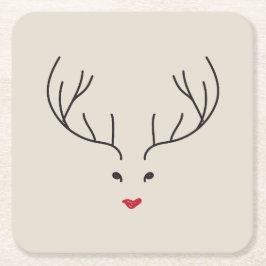 Porta-copo De Papel Quadrado minimalist reindeer face