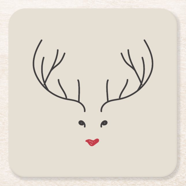 Porta-copo De Papel Quadrado minimalist reindeer face (Frente)
