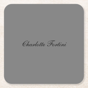 Porta-copo De Papel Quadrado Minimalista Nome de Letra Clássica Cinza