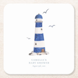 Porta-copo De Papel Quadrado Mínimo de Chá de fraldas de Farol Náutico Ahoy Boy