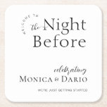Porta-copo De Papel Quadrado Mínimo Moderno | Noite Antes Do Janto De Ensaio<br><div class="desc">Os favores de porta copos são perfeitos para chamar a atenção de seus convidados. Marque uma mesa de casamento inesquecível que é personalizada com suas portas copos de casamento especialmente feitas que não apenas ajustado o evento, mas também fazem o evento. Essas designs podem ser personalizadas para sua ocasião especial...</div>
