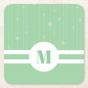 Porta-copo De Papel Quadrado Minint green stripes monograma pastel moderno