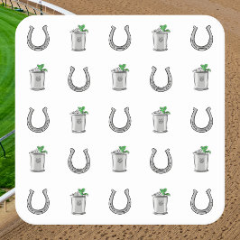 Porta-copo De Papel Quadrado Mint Julep Cocktails & Horseshoe Pattern Race Day 