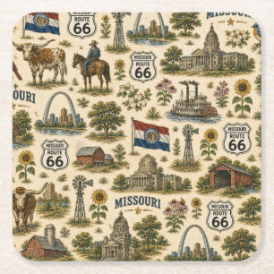 Porta-copo De Papel Quadrado Missouri Route 66 Rios Sips
