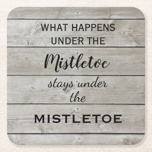 Porta-copo De Papel Quadrado Mistletoe Holiday (Frente)