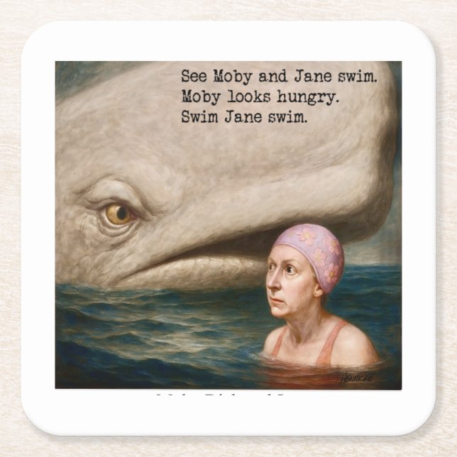 Porta-copo De Papel Quadrado Moby Dick e Jane (Frente)