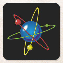 Porta-copo De Papel Quadrado Modelo Colorido do Átomo