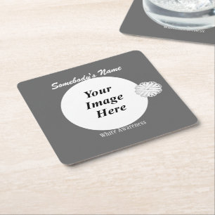 Porta-copo De Papel Quadrado Modelo da Flower Branca por Kenneth Yoncich