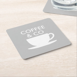 Porta-copo De Papel Quadrado modelo de logotipo de negócios de café moderno per