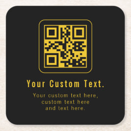 Porta-copo De Papel Quadrado Modelo de QR Code e Texto Editável | Preto e Doura