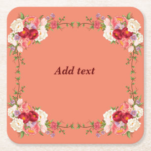 Porta-copo De Papel Quadrado Modelo de Quadro de Flor bonito, Personalizável,