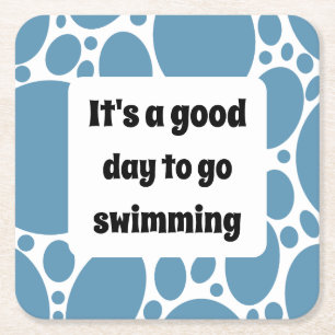 Porta-copo De Papel Quadrado Modelo de texto e padrão azul