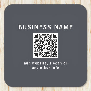 Porta-copo De Papel Quadrado Modelo Simples para o seu código QR Cinza Escuro