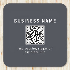 Porta-copo De Papel Quadrado Modelo simples para seu código QR | Cinza Escura