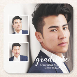 Porta-copo De Papel Quadrado Modern 3 Photo Graduation