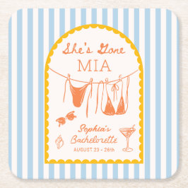 Porta-copo De Papel Quadrado Modern Coastal Bachelorette Party Paper Coasters