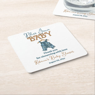 Porta-copo De Papel Quadrado Modern Denim Boy Blue Chá de fraldas