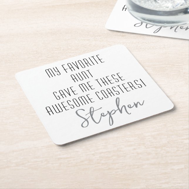 Porta-copo De Papel Quadrado Modern Funny Personalized to Nephew from Aunt (Inclinado)