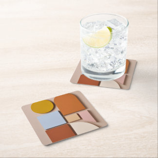 Porta-copo De Papel Quadrado Modern Geometric Abstract Coaster Warm Tones