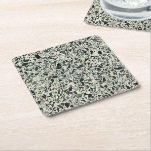 Porta-copo De Papel Quadrado Modern Green Terrazzo