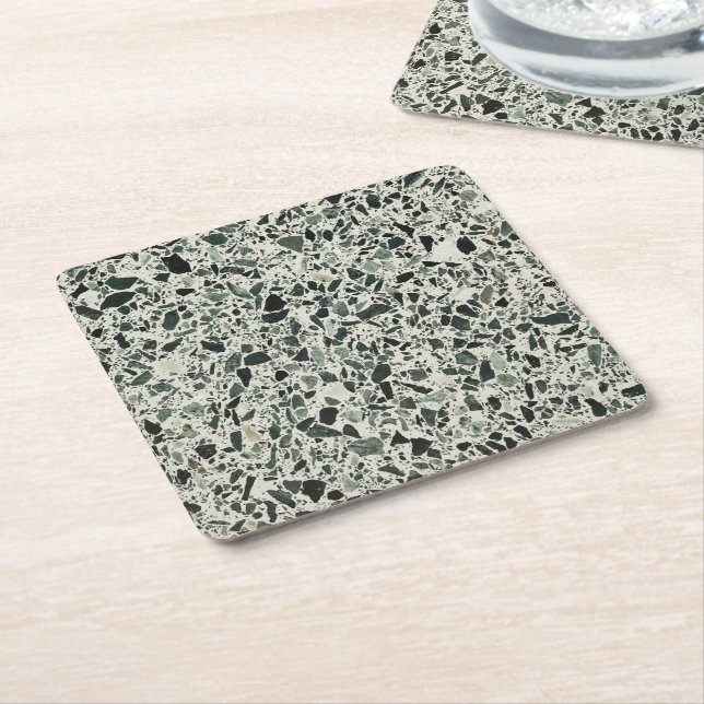 Porta-copo De Papel Quadrado Modern Green Terrazzo (Inclinado)