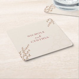 Porta-copo De Papel Quadrado Modern Terracotta Queimou Orange Boho Casamento