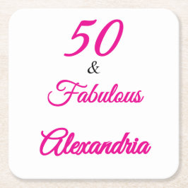 Porta-copo De Papel Quadrado Moderno Cinquenta & Fabuloso Aniversário de 50 ano