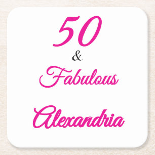 Porta-copo De Papel Quadrado Moderno Cinquenta & Fabuloso Aniversário de 50 ano