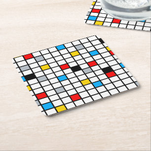 Porta-copo De Papel Quadrado Moderno da Composição Geométrica Minimalista Mondr