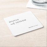 Porta-copo De Papel Quadrado Moderno e minimalista simples | Casamento<br><div class="desc">Essas elegantes portas copos de casamento ou chá de panela,  preto e branco são simples e minimalistas,  mas muito na moda devido ao moderno roteiro manuscrito e ao layout limpo.</div>