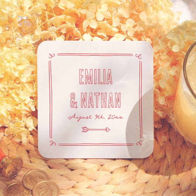 Porta-copo De Papel Quadrado Moderno Excêntrico Retro Desenho à Mão Cupido Casa (Criador carregado)