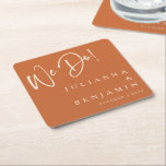 Porta-copo De Papel Quadrado Moderno Fazemos Elegante Casamento Personalizado L<br><div class="desc">Moderno Fazemos Elegante Porta copos de Papel Laranja Queimada de Casamento Laranja Queimado</div>