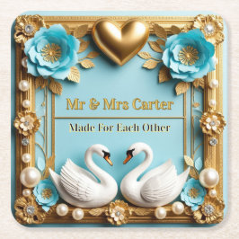 Porta-copo De Papel Quadrado Moldura de Casamento de Cisne Para Decoração de Ca