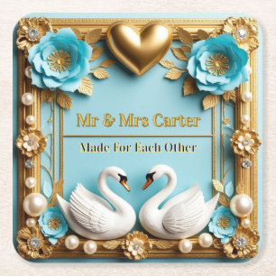 Porta-copo De Papel Quadrado Moldura de Casamento de Cisne Para Decoração de Ca