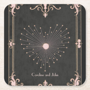 Porta-copo De Papel Quadrado Moldura de estilo Vintage com designs florais intr