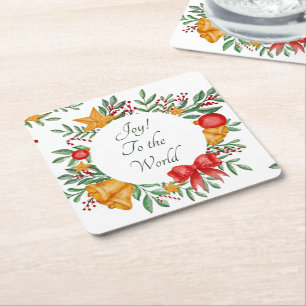 Porta-copo De Papel Quadrado Moldura de feriado bonita personalizada
