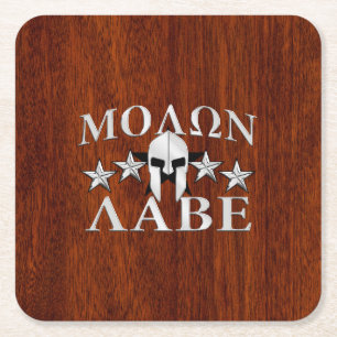 Porta-copo De Papel Quadrado Molon Labe Spartan Helmet 5 estrelas Estilo Mahoga