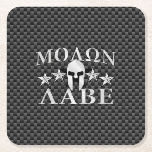 Porta-copo De Papel Quadrado Molon Labe Spartan Warrior 5 estrelas Carbono