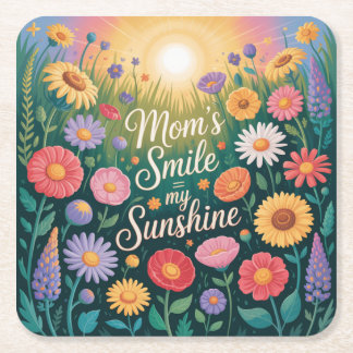 Porta-copo De Papel Quadrado Mom’s Smile = My Sunshine