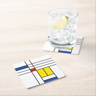 Porta-copo De Papel Quadrado Mondrian II Design de Arte Moderna Minimalista De