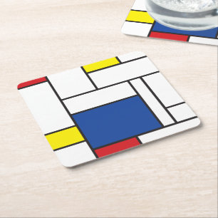 Porta-copo De Papel Quadrado Mondrian Minimalist Geometric De Stijl Modern Art