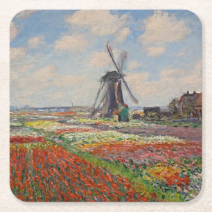 Porta-copo De Papel Quadrado Monet - Campos de Tulipas na Holanda