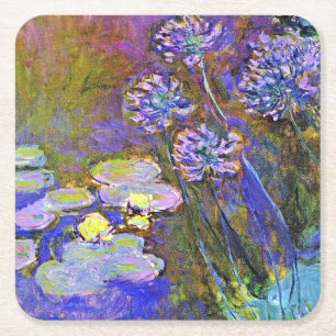 Porta-copo De Papel Quadrado Monet - Lírios de Água e Agapanthus