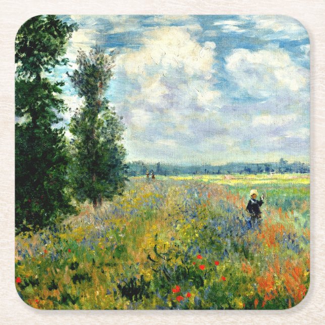 Porta-copo De Papel Quadrado Monet - Poppy Field, Argenteuil (Frente)
