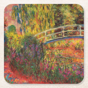 Porta-copo De Papel Quadrado Monet Water Lily Pond and Water Irises