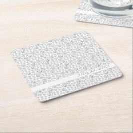 Porta-copo De Papel Quadrado Monochromatic Black Geometric Swirls Pattern