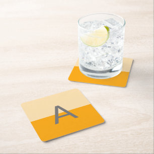 Porta-copo De Papel Quadrado Monograma Amarelo Sunny Daffodil