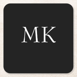 Porta-copo De Papel Quadrado Monograma branco preto