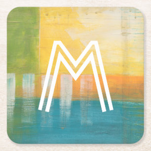 Porta-copo De Papel Quadrado Monograma   Campos Citrinos I